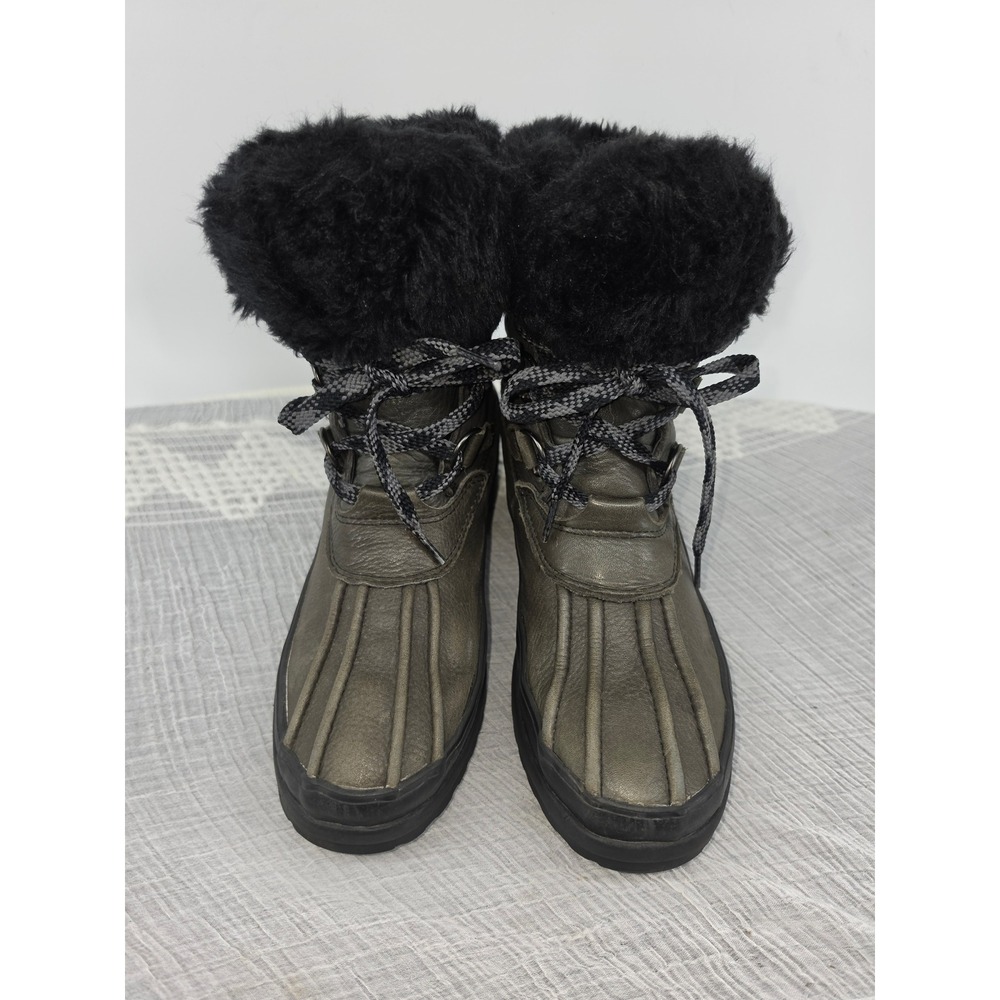 Sperry Maritime Repel Olive Green Metallic Insulated Faux Fur Duck Boots 8M